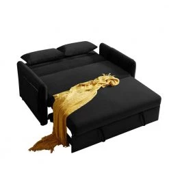 59.5 in. Black Velvet Twin Size Modern Convertible Sofa Bed Velvet Loveseat Sofa with Pull Out Bed by Z-joyee 11 59.5 in. Black Velvet Twin Size Modern Convertible Sofa Bed Velvet Loveseat Sofa with Pull Out Bed by Z-joyee -Cheap Z-joyee Store black z joyee sofa beds p q202200327 4f 1000