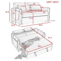 59.5 in. Black Velvet Twin Size Modern Convertible Sofa Bed Velvet Loveseat Sofa with Pull Out Bed by Z-joyee 14 59.5 in. Black Velvet Twin Size Modern Convertible Sofa Bed Velvet Loveseat Sofa with Pull Out Bed by Z-joyee -Cheap Z-joyee Store black z joyee sofa beds p q202200327 fa 1000