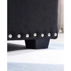 91 in. Black Velvet Reversible Sleeper 3 Seat Sectional Sofa Corner Full Sofa Bed with Storage Square Arm Nailheaded by Z-joyee -Cheap Z-joyee Store black z joyee sofa beds p s202200432 fa 1000