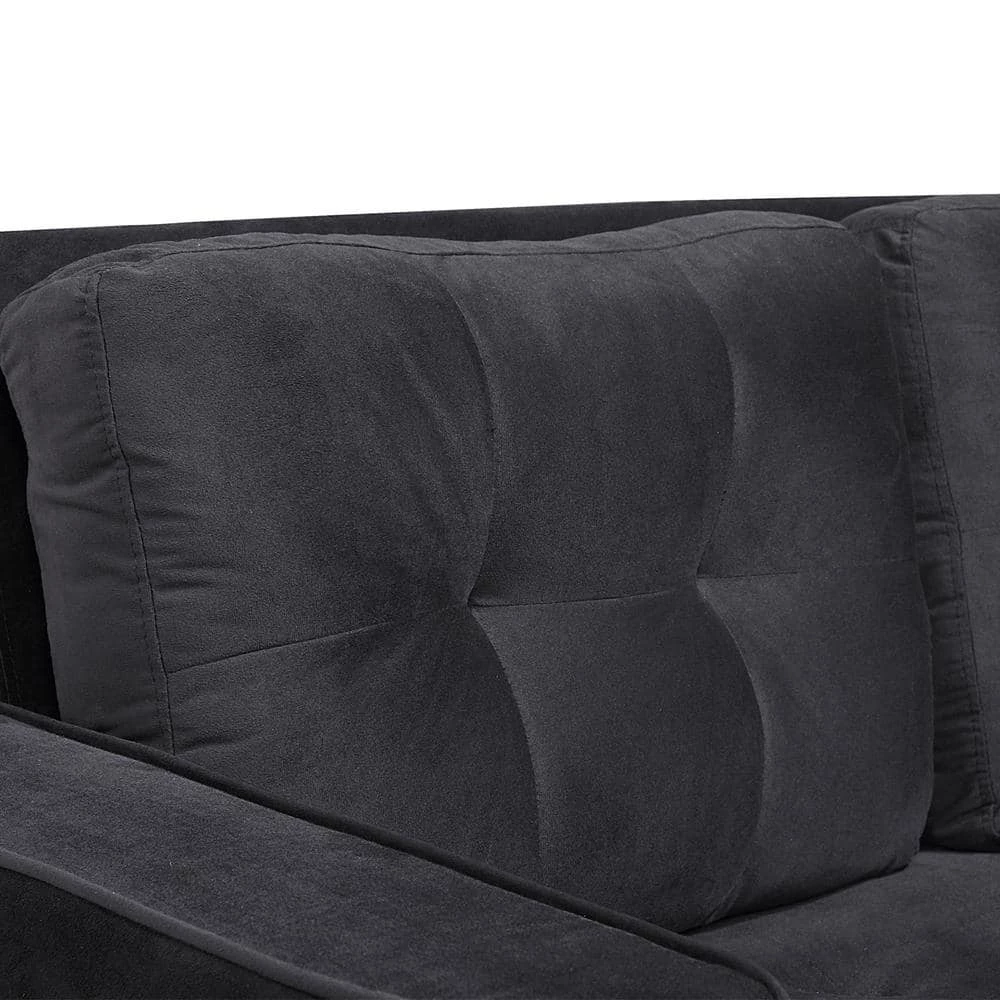 76 in. Square Arm Velvet Straight Comfortable 3-Seat Sofa Modern Couch in Black by Z-joyee 6 76 in. Square Arm Velvet Straight Comfortable 3-Seat Sofa Modern Couch in Black by Z-joyee - Image 6