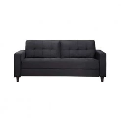 76 in. Square Arm Velvet Straight Comfortable 3-Seat Sofa Modern Couch in Black by Z-joyee