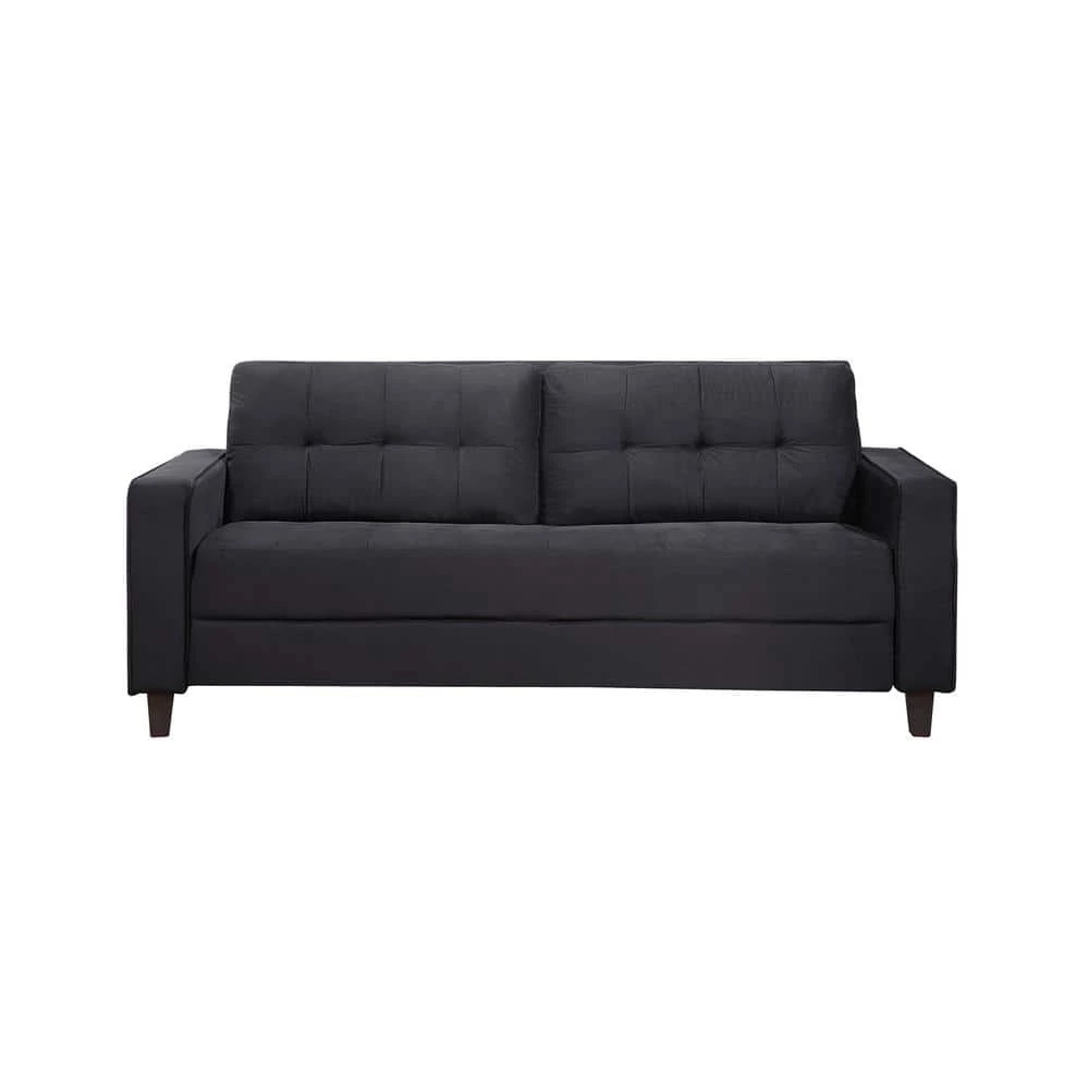 76 in. Square Arm Velvet Straight Comfortable 3-Seat Sofa Modern Couch in Black by Z-joyee 1 76 in. Square Arm Velvet Straight Comfortable 3-Seat Sofa Modern Couch in Black by Z-joyee