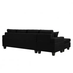 96 in. Square Arm Polyester Modern L Shaped 4-Seats Sofa with 2-Pillows in Black by Z-joyee -Cheap Z-joyee Store black z joyee sofas couches p s202200243 66 1000