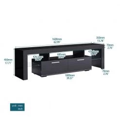 63 in. Black Modern TV Stand with LED Lights Fits TV's up to 70 in. by Z-joyee -Cheap Z-joyee Store black z joyee tv stands f fb857215050 c3 1000