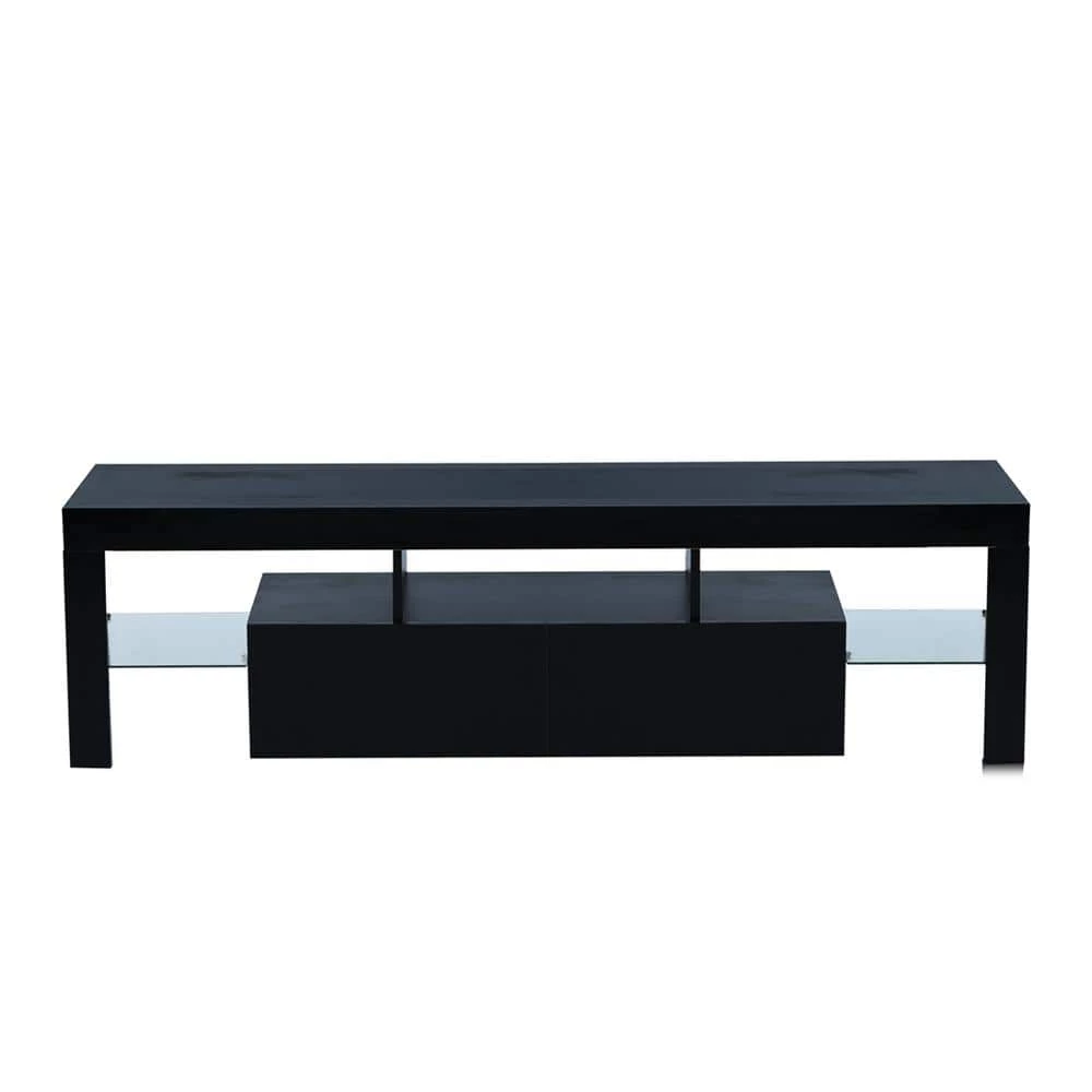 63 in. Black TV Stand Fits TV's up to 70 in. with LED Lights by Z-joyee 1 63 in. Black TV Stand Fits TV's up to 70 in. with LED Lights by Z-joyee