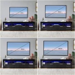 63 in. Black TV Stand Fits TV's up to 70 in. with LED Lights by Z-joyee 16 63 in. Black TV Stand Fits TV's up to 70 in. with LED Lights by Z-joyee -Cheap Z-joyee Store black z joyee tv stands f fb857215531 76 1000