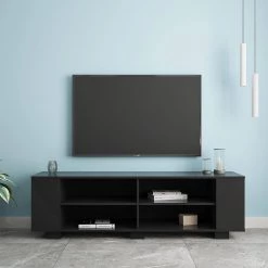 59 in. Black TV Stand TV Console Table Fits TV's up to 65 in. by Z-joyee -Cheap Z-joyee Store black z joyee tv stands f fb857215685 fa 1000