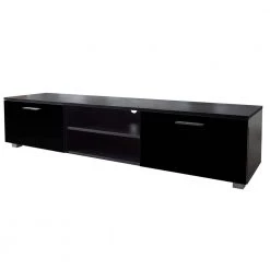 63 in. Black TV Stand with 2 Storage Cabinet Fits TV's up to 70 in. with Open Shelves by Z-joyee -Cheap Z-joyee Store black z joyee tv stands p td20220002 c3 1000