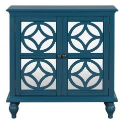 Half Moon Solid Wood Frame Storage Chest with Single Drawer, Navy by Z-joyee