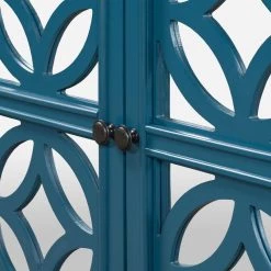 Half Moon Solid Wood Frame Storage Chest with Single Drawer, Navy by Z-joyee -Cheap Z-joyee Store blue z joyee accent cabinets ly wf290984aab fa 1000