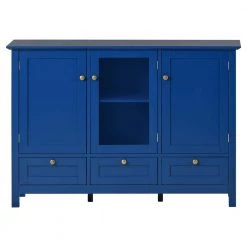 Modern Blue Accent Cabinet With 2 Doors, 3 Drawers by Z-joyee