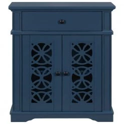 Wood Blue Accent Storage Cabinet with 1 drawer and Shelf, Home Fashions Console table for Entryway by Z-joyee