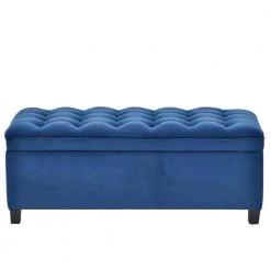 Blue Upholstered Flip Top Storage Bench with Button Tufted Top 46.5 in. W x 16.1 in. H x 20.1 in. D by Z-joyee -Cheap Z-joyee Store blue z joyee bedroom benches ly 280924aav 1f 1000