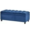 Blue Upholstered Flip Top Storage Bench with Button Tufted Top 46.5 in. W x 16.1 in. H x 20.1 in. D by Z-joyee
