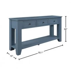 55 in. Blue Standard Rectangle Wood Console Table with 3-Drawers by Z-joyee -Cheap Z-joyee Store blue z joyee console tables f fb857219928 40 1000