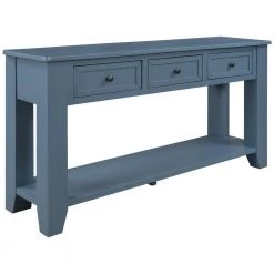 55 in. Blue Standard Rectangle Wood Console Table with 3-Drawers by Z-joyee -Cheap Z-joyee Store blue z joyee console tables f fb857219928 44 1000