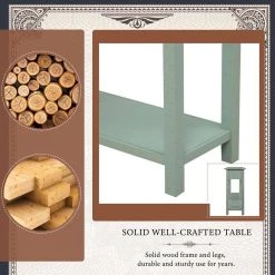 59 in. Blue Standard Rectangle Wood Console Table with Drawer and Bottom Shelf by Z-joyee -Cheap Z-joyee Store blue z joyee console tables f fb857221686 4f 1000