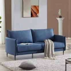 65.8 in. Blue Linen Upholstery 2 Seats Loveseats for Compact Living Space, Apartment, Dorm by Z-joyee -Cheap Z-joyee Store blue z joyee loveseats p s202200139 31 1000