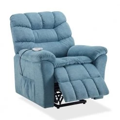Blue Polyester Power Lift Chair Recliner Chair with Adjustable Massage and Heating System by Z-joyee -Cheap Z-joyee Store blue z joyee recliners p y202200073 4f 1000