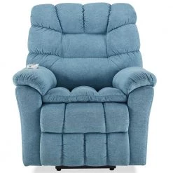 Blue Polyester Power Lift Chair Recliner Chair with Adjustable Massage and Heating System by Z-joyee