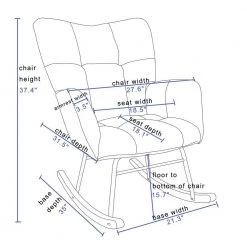Blue Velvet Tufted Upholstered Mid Century Modern Rocking Chair Padded Seat by Z-joyee -Cheap Z-joyee Store blue z joyee rockers gliders ottomans p q202200072 44 1000