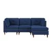 88.58 in. Square Arm 3-Piece L-Shaped Velvet Modern Sectional Sofa Couch in Blue with Ottoman by Z-joyee