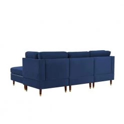 88.58 in. Square Arm 3-Piece L-Shaped Velvet Modern Sectional Sofa Couch in Blue with Ottoman by Z-joyee -Cheap Z-joyee Store blue z joyee sectional sofas ljp s202200030 66 1000