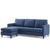 82.6 in. Square Arm 3 Seats Linen Fabric L Shaped Modern Sectional Sofa Blue by Z-joyee