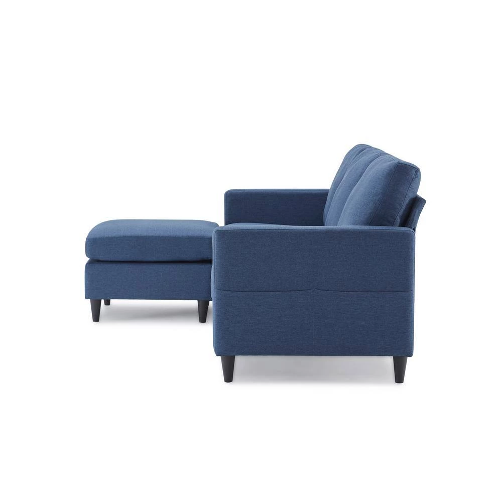 82.6 in. Square Arm 3 Seats Linen Fabric L Shaped Modern Sectional Sofa Blue by Z-joyee 2 82.6 in. Square Arm 3 Seats Linen Fabric L Shaped Modern Sectional Sofa Blue by Z-joyee - Image 2