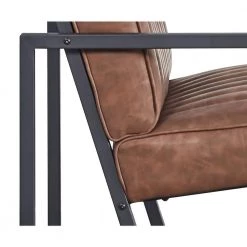 26 in. W Brown Faux Leather Steel Arm Chair (Set of 1) by Z-joyee -Cheap Z-joyee Store brown z joyee accent chairs bd hw24002857 44 1000