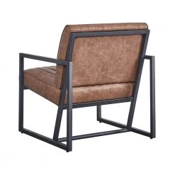 Brown Faux Leather Modern Design Steel Armchair (Set of 1) by Z-joyee -Cheap Z-joyee Store brown z joyee accent chairs p q202200341 4f 1000