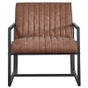 Brown Faux Leather Modern Design Steel Armchair (Set of 1) by Z-joyee