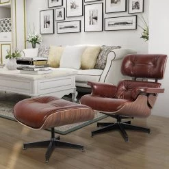 Brown Faux Leather Swivel Lounge Chair and Ottoman by Z-joyee -Cheap Z-joyee Store brown z joyee chaise lounges p s202200208 31 1000