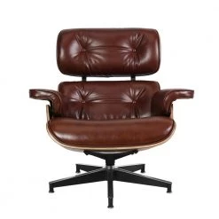 Brown Faux Leather Swivel Lounge Chair and Ottoman by Z-joyee -Cheap Z-joyee Store brown z joyee chaise lounges p s202200208 4f 1000