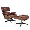 Brown Faux Leather Swivel Lounge Chair and Ottoman by Z-joyee