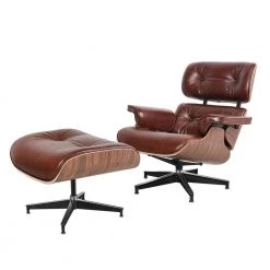 Brown Faux Leather Swivel Lounge Chair and Ottoman by Z-joyee -Cheap Z-joyee Store brown z joyee chaise lounges p s202200208 c3 1000