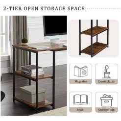 70.8 in. Rectangular Brown Computer Desk with Storage Shelf, CPU Storage Space by Z-joyee -Cheap Z-joyee Store brown z joyee computer desks f fb857219478 76 1000