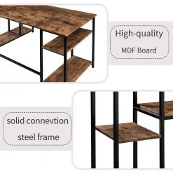 63 in. L-Shaped Brown Home Office Computer Desk with multiple storage shelves by Z-joyee -Cheap Z-joyee Store brown z joyee computer desks f fb857219508 1f 1000