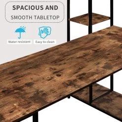 63 in. L-Shaped Brown Home Office Computer Desk with multiple storage shelves by Z-joyee -Cheap Z-joyee Store brown z joyee computer desks f fb857219508 76 1000