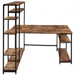 63 in. L-Shaped Brown Home Office Computer Desk with multiple storage shelves by Z-joyee -Cheap Z-joyee Store brown z joyee computer desks f fb857219508 77 1000