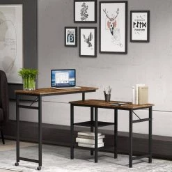 43.3 in. L-Shaped Brown Rotating Standing Computer Desk by Z-joyee -Cheap Z-joyee Store brown z joyee computer desks f fb857219522 31 1000