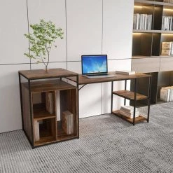 70.80 in. Brown Wood Computer Desk with Storage Shelf, CPU storage space by Z-joyee -Cheap Z-joyee Store brown z joyee computer desks ly wf196080aad 31 1000