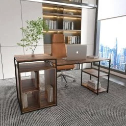 70.80 in. Brown Wood Computer Desk with Storage Shelf, CPU storage space by Z-joyee -Cheap Z-joyee Store brown z joyee computer desks ly wf196080aad c3 1000