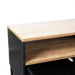 47 in. Brown Particle Board Rectangle Metal Frame Console Table with 2-Drawers and Storage Shelf by Z-joyee -Cheap Z-joyee Store brown z joyee console tables f fb857220689 1f 1000