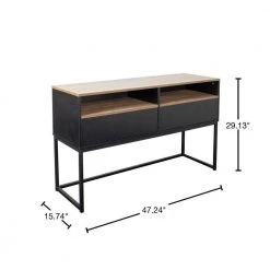 47 in. Brown Particle Board Rectangle Metal Frame Console Table with 2-Drawers and Storage Shelf by Z-joyee -Cheap Z-joyee Store brown z joyee console tables f fb857220689 40 1000