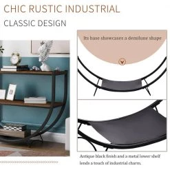 48 in. Brown Half Moon Demilune Metal Wood Console Table with Storage Shelf by Z-joyee -Cheap Z-joyee Store brown z joyee console tables f fb857221617 1f 1000