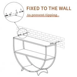 48 in. Brown Half Moon Demilune Metal Wood Console Table with Storage Shelf by Z-joyee -Cheap Z-joyee Store brown z joyee console tables f fb857221617 4f 1000