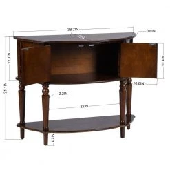 38.2 in. Brown Half-Circle Solid Wood Top Console Table with Drawer Storage by Z-joyee -Cheap Z-joyee Store brown z joyee console tables p q202200711 44 1000