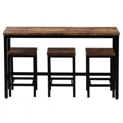 4-Piece MDF Top Gray Counter Height Extra Long Dining Table Set with 3 Stools by Z-joyee -Cheap Z-joyee Store brown z joyee dining room sets p s202200444 c3 1000