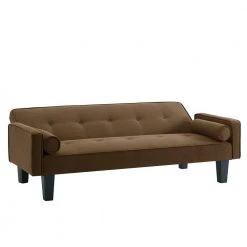 Brown Polyester Fabric Futon Sofa Bed by Z-joyee -Cheap Z-joyee Store brown z joyee futons p s202200435 4f 1000